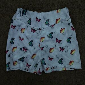 butterfly stretchy high waisted shorts